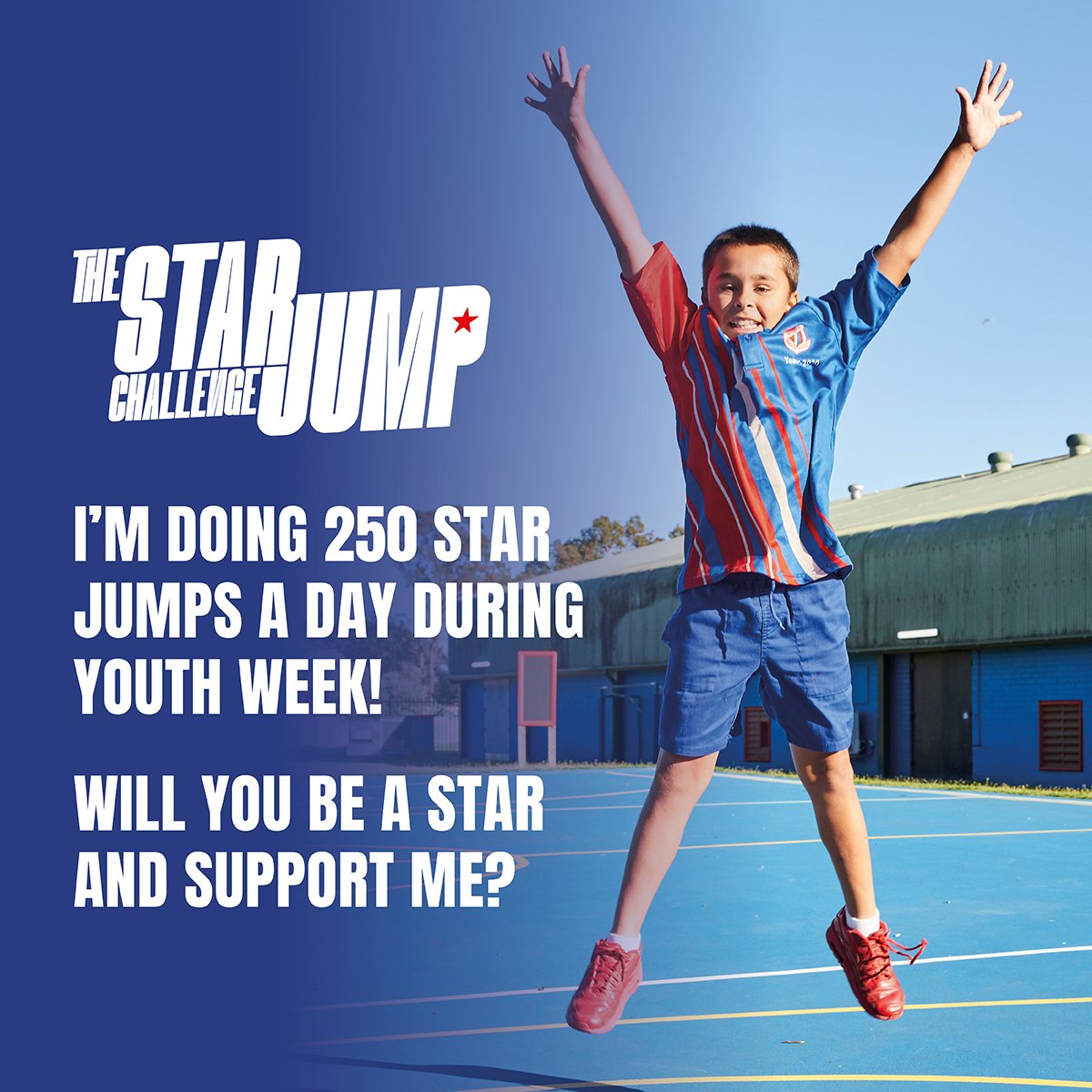 Social Tile 10 - Support - 250 Star Jumps
